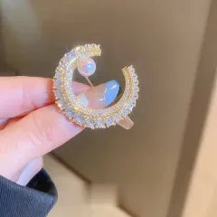 Rhinestone C Shaped Hijab Brooch/Pin